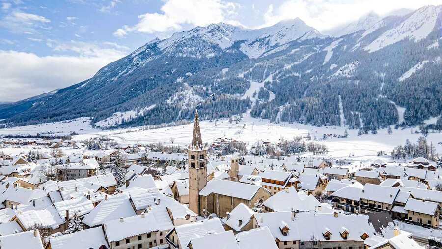 Serre Chevalier covered in snow during winter